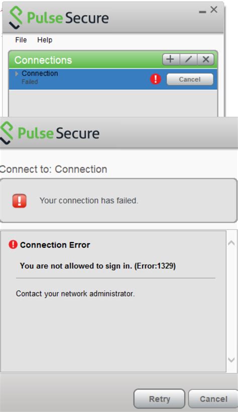 pulse secure connect internal state error connect local smart card|authentication rejected by server 1319.